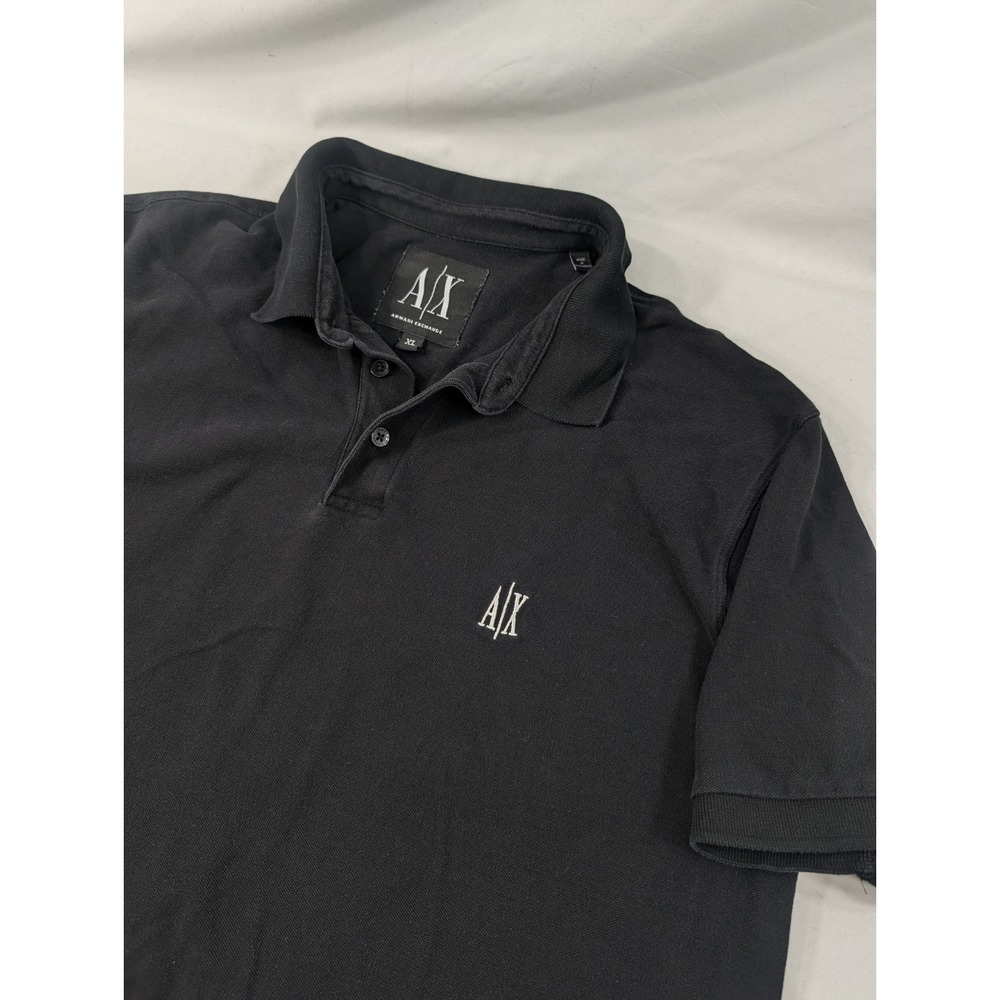 Armani Exchange Mens Black Short Sleeve Button Front Collared Polo Shirt Size XL
